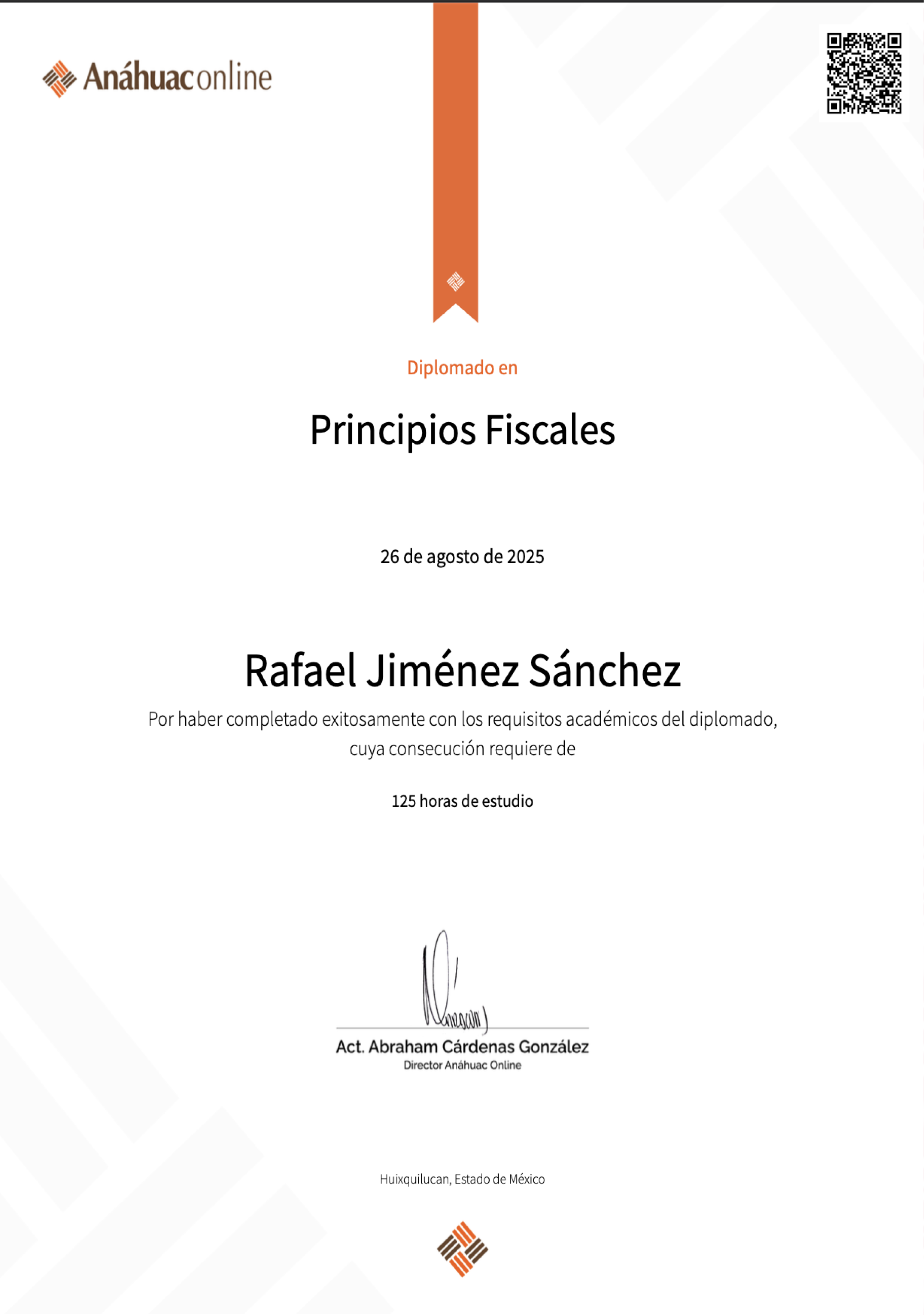 Diploma Anáhuac Principios Fiscales